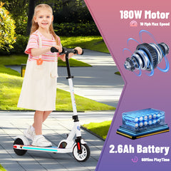 HOTEEL Electric Scooter for Kids 8+,180W Upgraded Motor,4 Adjustable Heights & 3 Speed,Lightweight, LED Display,Foldable Electric Scooter with Deck Lights for Kids & Teen