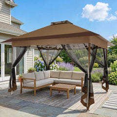COBIZI Gazebo 13x13FT Pop Up Canopy, Canopy Tent with Mosquito Netting for Lawn, Garden, Backyard & Patio - Carpas para Patio- Water Resistant and UPF50+