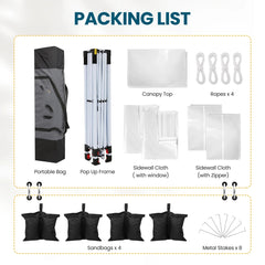 HOTEEL 10x10 Pop Up Canopy , UPF 50+ Easy Setup Canopy Tent Waterproof Outdoor Instant Portable Shelter with 4 Removable Sidewalls, Sandbags, Stakes & Ropes for Party, Events, Vendor, Khaki