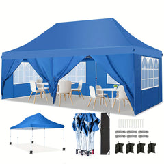 COBIZI 10x20 Pop Up Canopy Tent with 6 Removable Sidewalls,Easy Up Commercial Canopy with Upgrade Raised Roof,Waterproof and UV50+ Gazebo with Carry Bag