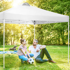 HOTEEL 10' x 10' Adjustable Height Pop-up Canopy Tent Fully Waterproof Instant Outdoor Canopy Folding Shelter with 4 Removable Sidewalls, Air Vent on The Top, 4 Sandbags, Carrying Bag, White