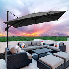 Hoteel 10 Ft Patio Umbrella Outdoor Cantilever Square Umbrella Aluminum Offset Umbrella with Base, 360° Rotation