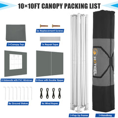 Hoteel 10x10 Heavy Duty Canopy Tent with 4 Sidewalls, Commercial Instant Shelter Tent for Parties, Wedding Event, Adjustable Outdoor Canopy with Carry Bag, 4 Ropes & 8 Stakes