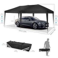 Hoteel 10x20ft Pop up Canopy, Fully Waterproof Canopy Tent with Sidewalls for Outdoor Sports, Black