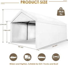 COBIZI 10X20ft Heavy Duty Canopy with Removable Sidewall, Upgraded Outdoor Waterproof Canopy Tent for Parties, Wedding, Car, Bussiness Event,White