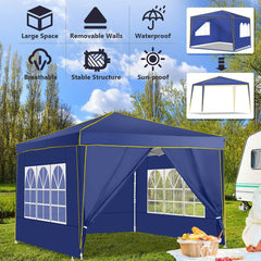 COBIZI Pop up Canopy Tent 10x10 Commercial Instant Canopy with 4 Sidewalls & Carry Bag 4 Stakes & Ropes & Sandbags Portable Tent for Parties Beach Camping Party Event Shelter Sun Shade