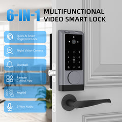 HOTEEL G1 Smart Lock with Camera, Keyless Entry Door Lock with Doorbell,App Remote Control,WiFi Fingerprint Door Lock,Two-Way Video,Human Detection,IP65 Waterproof, with Keys and IC Cards,Sliver