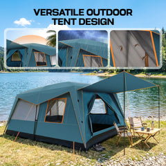 COBIZI 10 Person Camping Tent, Instant Setup 3 Minutes Large Family Tent with Removable Awning, Waterproof 2 Room Tent with UV Protection & Windproof, Spacious Portable Cabin Tent for Camping, Hiking, Family Trips, Backyard