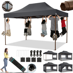 HOTEEL 10'x15' Heavy Duty Canopy Tent for Outside,Commercial Pop Up Gazebo with 4 Waterproof Walls,Hexagonal Frame & Roller Ba,Outdoor Weddings,Parties