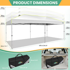 10x20 Pop up Canopy Tent Easy up Canopy for Outside Instant Portable Waterproof Party Canopy Tent for Summer Beach Garden Party Camping Outside with Air Vent,Reflective Strip,4 Sandbags