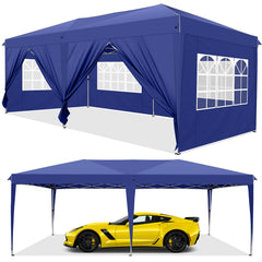 COBIZI 10'x20' Heavy Duty Canopy with Sidewalls, Ez Pop up Canopies, Folding Protable Party Tent, Outdoor Sun Shade Wedding Gazebos with Roller Bag,Black