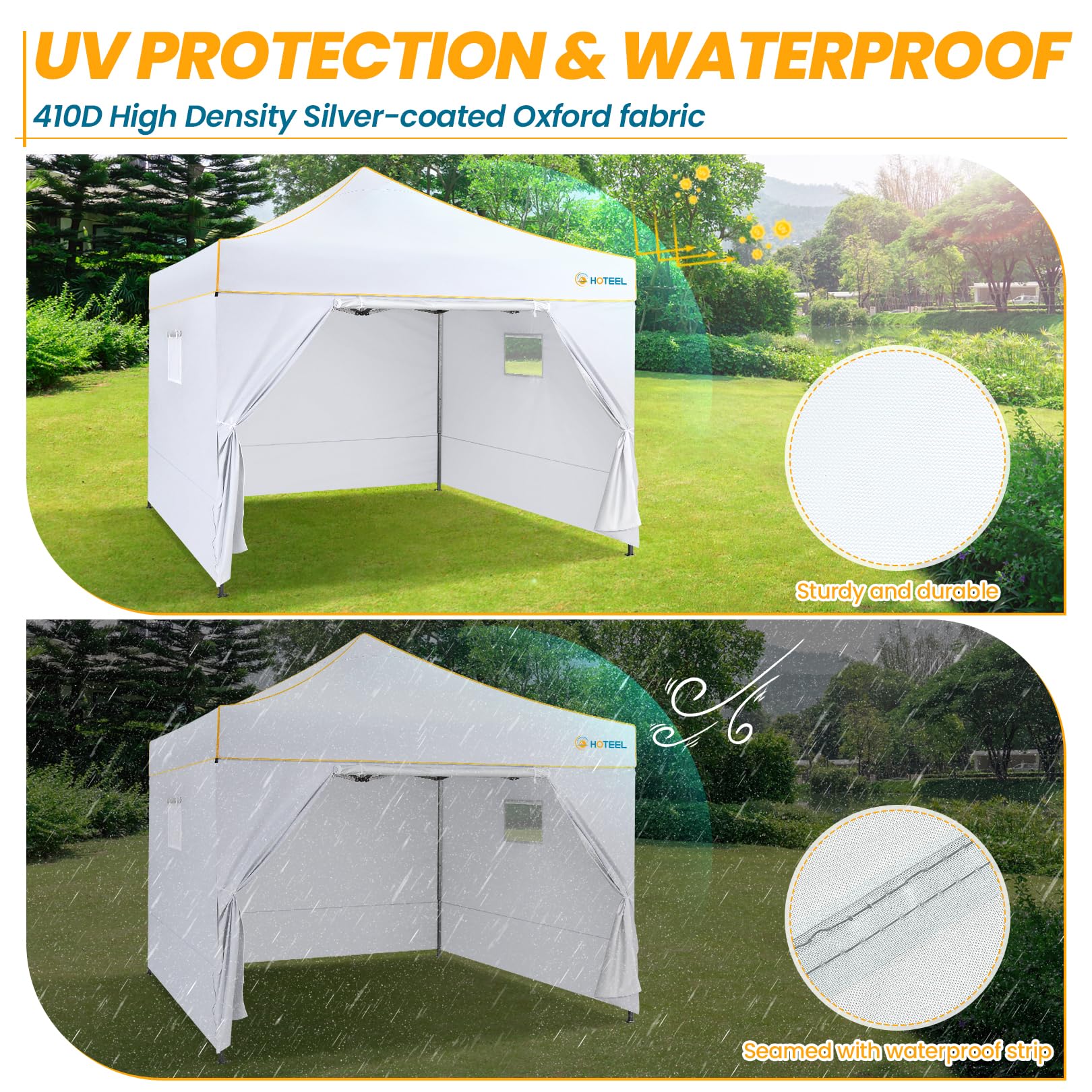 Heavy Duty ABCCANOPY Easy Pop Up Canopy Tent With Sidewalls For