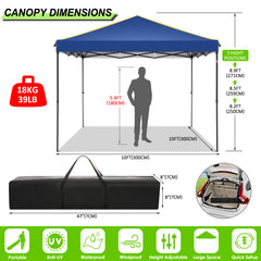 HOTEEL 10' x 10' Outdoor Canopy Party Tent EZ Pop Up Canopy Portable Commercial Instant Canopy Shelter Tent Waterproof Gazebo with 4 Sidewalls & Carry Bag,Stakes & Ropes