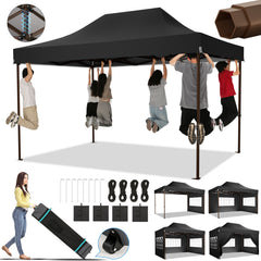HOTEEL 10'x15' Heavy Duty Canopy Tent for Outside,Commercial Pop Up Gazebo with 4 Waterproof Walls,Hexagonal Frame & Roller Ba,Outdoor Weddings,Parties