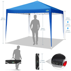 COBIZI 10x10 Pop Up Canopy Tent, Outdoor Instant Commercial Gazebo, Shade Shelter Waterproof Tents for Backyard Parties Event,Blue