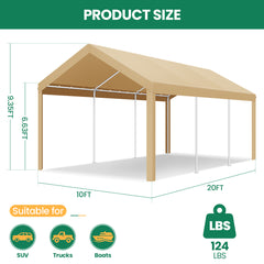 Hoteel Carport  Heavy Duty Canopy, Portable Garage Metal Steel Frame & Polyester Top Carport Shelter for Outdoor Truck Boat Car Port Party Storage Car Canopy