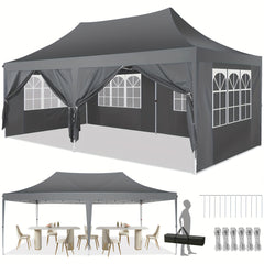 COBIZI 10x20 Canopy Tent with Sidewalls, 3 Adjustable Height Commercial Canopy, Pop Up Party Canopy with 12 Stakes & 6 Ropes,Blue