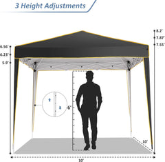 COBIZI 10x10 Pop up Canopy with Sidewalls,Waterproof Tent for Parties Wedding Event, Instant Outdoor Gazebos with Carry Bag,Stakes,Ropes & Sandbags,Black