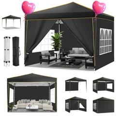 HOTEEL Pop up Canopy Tent 10x10 Commercial Instant Canopy with 4 Sidewalls & Carry Bag,Portable Tent for Parties Beach Camping Party Event Shelter Sun Shade,White