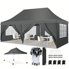COBIZI 10x20 Pop Up Canopy Tent with 6 Removable Sidewalls,Easy Up Commercial Canopy with Upgrade Raised Roof,Waterproof and UV50+ Gazebo with Carry Bag