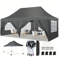 COBIZI 10'x20' Pop up Canopy Tent with 6 Removable Sidewalls, Instant Outdoor Canopy Shelter with Upgrade Raised Roof and Carry Bag
