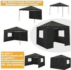 HOTEEL 10x10 Pop Up Canopy Tent with 4 Removable Sidewalls,Waterproof Commercial Instant Gazebo Outdoor Tents for Party/Exhibition/Picnic with Carry Bag,Black