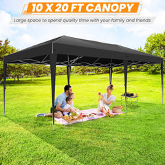 HOTEEL 10x20 Pop Up Canopy with Sidewalls,Easy Up Canopy Tent with Carry Bag,Outdoor Canopies with 4 Sandbags,Large Tents for Outdoor Events,Wedding,Backyard,Commercial,Black