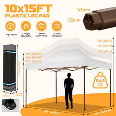HOTEEL 10'x15' Heavy Duty Canopy Tent for Outside,Commercial Pop Up Gazebo with 4 Waterproof Walls,Hexagonal Frame & Roller Ba,Outdoor Weddings,Parties