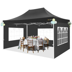 Hoteel 10x15 Heavy Duty Canopy Tent with 4 Sidewalls,Pop up Canopy for Parties Wedding,Commercial Easy up Gazebo with Roller Bag,UV 50+&Waterproof