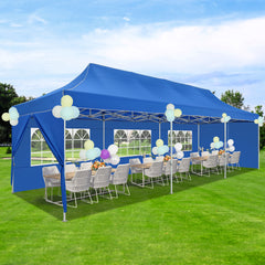 HOTEEL 10’x30' pop-up tent, suitable for parties, heavy-duty easy-to-set-up tent with 8 side walls, outdoor commercial instant gazebo, suitable for wedding events, with portable bag