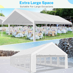 Hoteel Outdoor Party Wedding Tent Canopy Large Heavy Duty Gazebo, UV50+, Waterproof, White