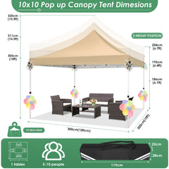 Hoteel 10x10 Pop up Canopy Tent Commercial Instant Canopy with 4 Sidewalls & Sandbags, UPF 50+ All Season Portable Tent for Parties Beach Camping Party Event Shelter Sun Shade