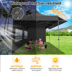 HOTEEL 10X20 ft Canopy with Extended Awning, Heavy Duty EZ Pop up Folding Canopy Tent with Roller Bag, Rainproof&Sunproof Awning Gazebo Shelter for Party Events, Market, Vendor