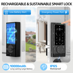 HOTEEL G1 Smart Lock with Camera, Keyless Entry Door Lock with Doorbell,App Remote Control,WiFi Fingerprint Door Lock,Two-Way Video,Human Detection,IP65 Waterproof, with Keys and IC Cards,Sliver