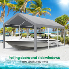 Hoteel Carport  Heavy Duty Canopy, Portable Garage Metal Steel Frame & Polyester Top Carport Shelter for Outdoor Truck Boat Car Port Party Storage Car Canopy