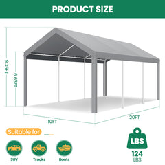 Hoteel Carport  Heavy Duty Canopy, Portable Garage Metal Steel Frame & Polyester Top Carport Shelter for Outdoor Truck Boat Car Port Party Storage Car Canopy