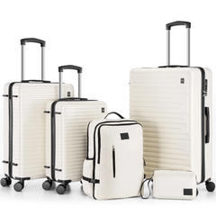 Hoteel 3 Piece Carry-on Luggage Set with Backpack & Toiletry Bag,PC+ABS Durable Suitcase with Built-in TSA Lock&Spinner Wheels for Business Travel Vacation,Black