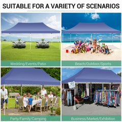 Hoteel 10'x20' Pop up Canopy Tent with 6 Removable Sidewalls, Instant Outdoor Canopy Shelter with Upgrade Raised Roof and Carry Bag,Blue