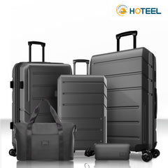 HOTEEL 3-Piece ABS+PC Hardshell Luggage Set,Expandable Travel Suitcases with TSA Lock & Silent Spinner Wheels (20/24/28", Black)