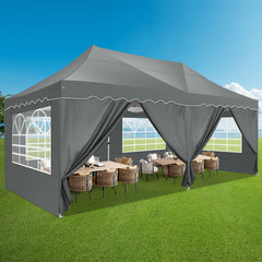 HOTEEL 10x20 Pop up Canopy Tent Commercial Instant Canopy with 6 Sidewalls & Roller Bag, UPF 50+ All Season Portable Tent for Parties Beach Camping Party Event Shelter Sun Shade