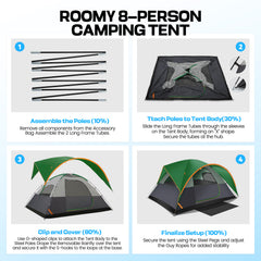 COBIZI 8-10 Person Camping Tent, Waterproof Family Tent with Removable Rainfly, Large Spacious Outdoor Tent with Mesh Ventilation, Easy Setup Portable Tent for Camping, Hiking, Backpacking, Family Trips