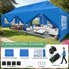 Hoteel 10x30 Pop up Canopy, Pop up Party Tent with 6 Removable Sidewalls, Outdoor Event Gazebo, Commercial Canopy Tents for Parties Wedding