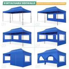HOTEEL 10x20 Heavy Duty Canopy with Sidewalls,Ez Pop up Canopies,Folding Protable Party Tent,Outdoor Sun Shade Wedding Gazebos with Roller Bag