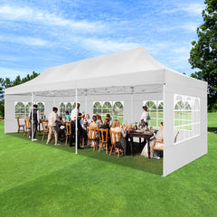 HOTEEL 10’x30' pop-up tent, suitable for parties, heavy-duty easy-to-set-up tent with 8 side walls, outdoor commercial instant gazebo, suitable for wedding events, with portable bag