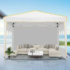 HOTEEL Pop up Canopy Tent 10x10 Commercial Instant Canopy with 4 Sidewalls & Carry Bag,Portable Tent for Parties Beach Camping Party Event Shelter Sun Shade,White