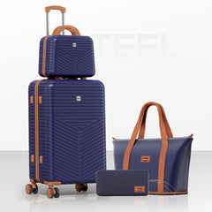 HOTEEL 4 Piece Hardside Luggage Set,Lightweight Travel Suitcases with TSA Lock & Spinner Wheels(13/20/24/28 inch, Black)