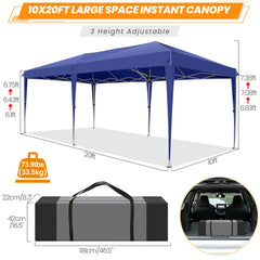 HOTEEL 10x20 Pop up Canopy Tents for Parties, Waterproof Canopy Tent with Sidewalls, Outdoor Gazebo Canopy with Carry Bag, Tent for Backyard, Wedding, Patio, Event, Commercial, Dark Blue