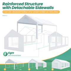 COBIZI 13‘x26’ Party Tent, Heavy-Duty Waterproof Outdoor White Gazebo, Event Canopy, Wedding Tarp, Suitable for Parties, BBQs, Commercial Use, with Removable Side Wall Windows