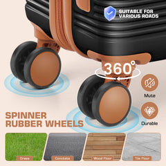 HOTEEL Luggage 3 Piece Set, Suitcase Set with Spinner Wheels & TSA Lock Hardside Lightweight Luggage Set 20in+24in+28in, Black