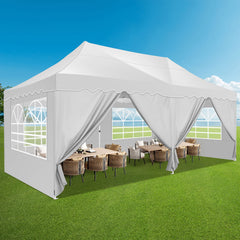 HOTEEL 10x20 Pop up Canopy Tent Commercial Instant Canopy with 6 Sidewalls & Roller Bag, UPF 50+ All Season Portable Tent for Parties Beach Camping Party Event Shelter Sun Shade